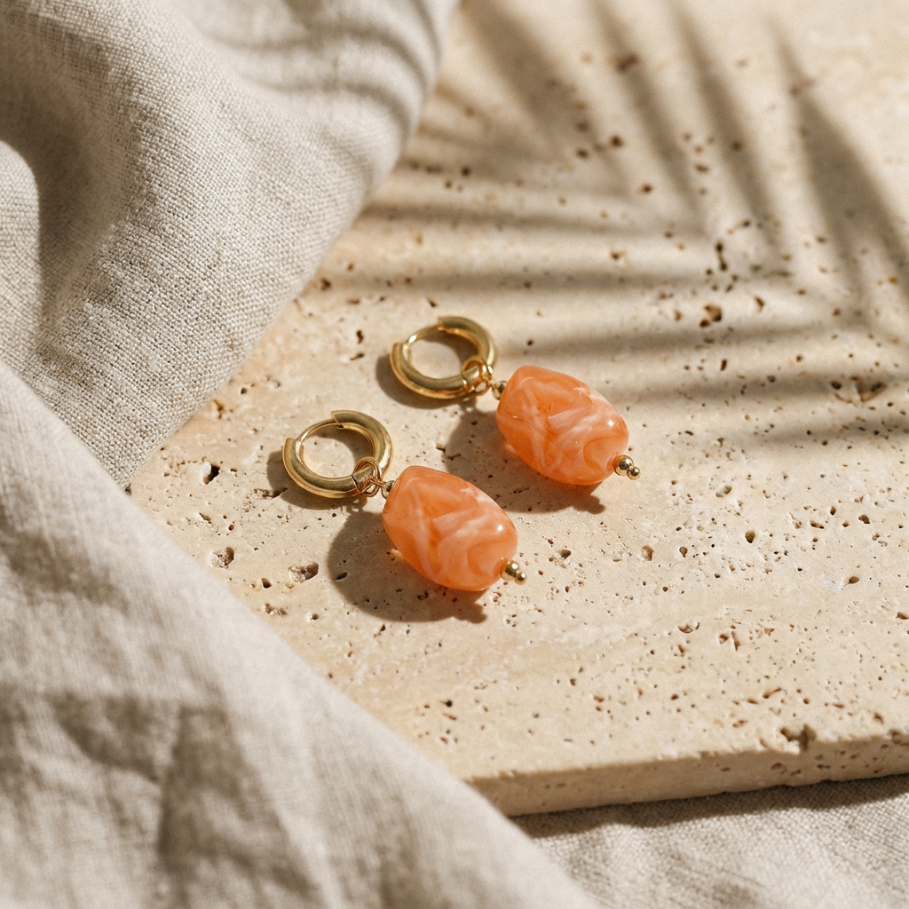 Papaya Swirl l Solara Drop Earrings