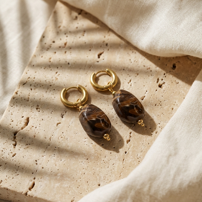 Coconut Marble l Solara Drop Earrings